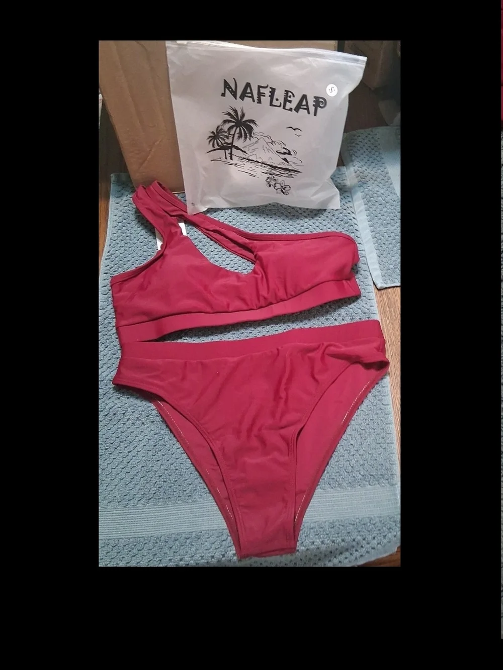 NAFLEAP Women's One-Shoulder High-Waist Bikini in Deep Pink